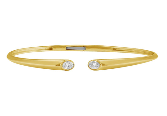 14K YELLOW GOLD & DIAMOND OPEN BANGLE