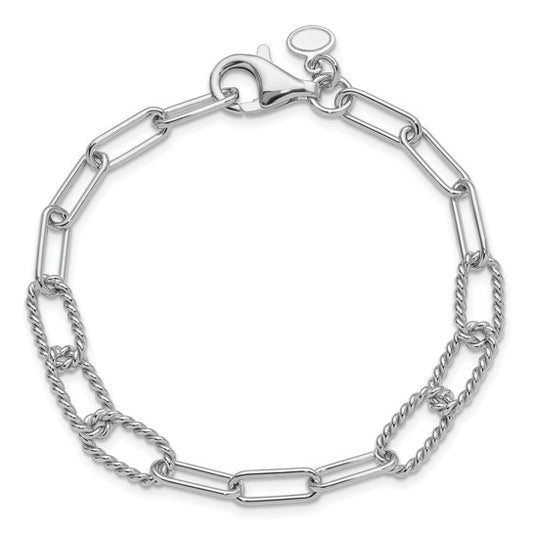STERLING SILVER TEXTURED LINK BRACELET