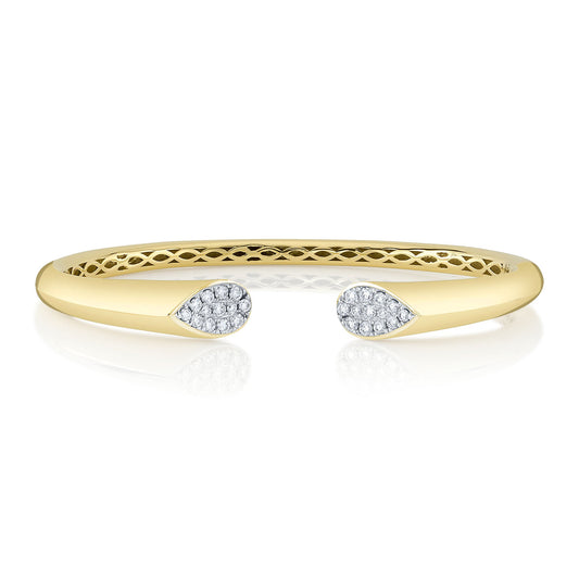 SHY CREATIONS 14K YELLOW GOLD PAVE DIAMOND BANGLE 0.54CTW