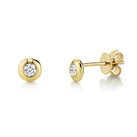 SHY CREATIONS 14K YELLOW GOLD BEZEL SET DIAMOND STUDS 0.22CTW