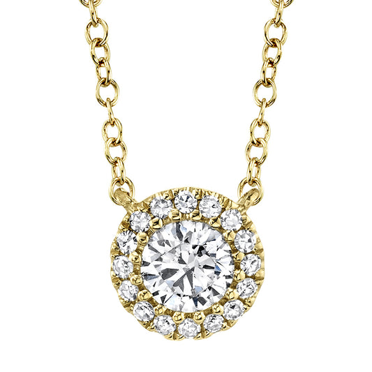 SHY CREATIONS 14K YELLOW GOLD DIAMOND HALO NECKLACE 0.25CTW