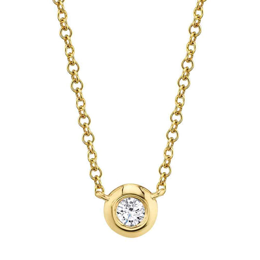 SHY CREATIONS 14K YELLOW GOLD DIAMOND BEZEL SET NECKLACE 0.10CT