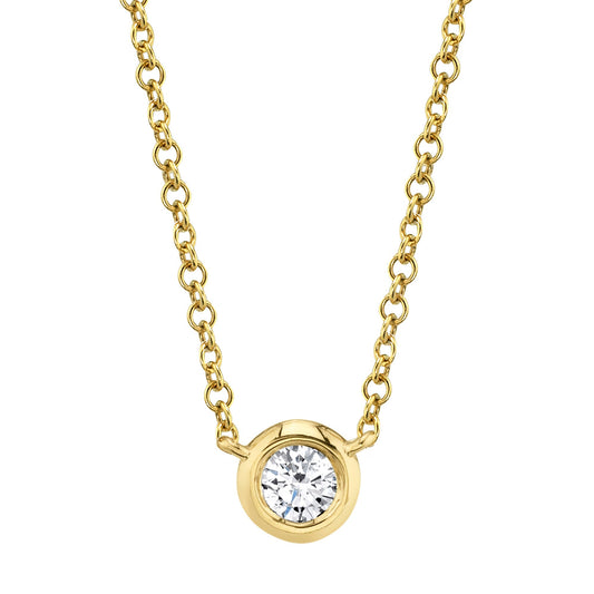 SHY CREATIONS 14K YELLOW GOLD DIAMOND BEZEL NECKLACE 0.20CT