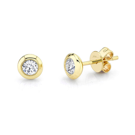 SHY CREATIONS 14K YELLOW GOLD BEZEL SET DIAMOND STUDS 0.40CTW