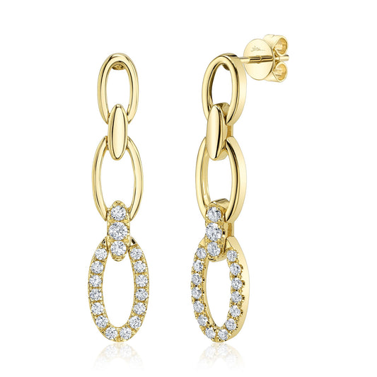SHY CREATIONS 14K YELLOW GOLD DIAMOND LINK DANGLE EARRINGS 0.50CTW
