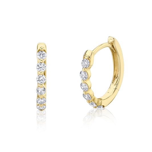 SHY CREATIONS 14K YELLOW GOLD OVAL DIAMOND HUGGIE HOOPS 0.26CTW