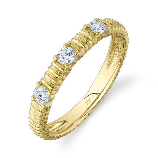 SHY CREATIONS 14K YELLOW GOLD STRIATED DIAMOND BAND 0.24CTW