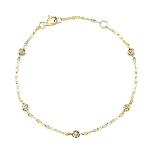 SHY CREATIONS 14K YELLOW GOLD DIAMOND BY THE YARD MIRROR CHAIN BRACELET 0.10CTW