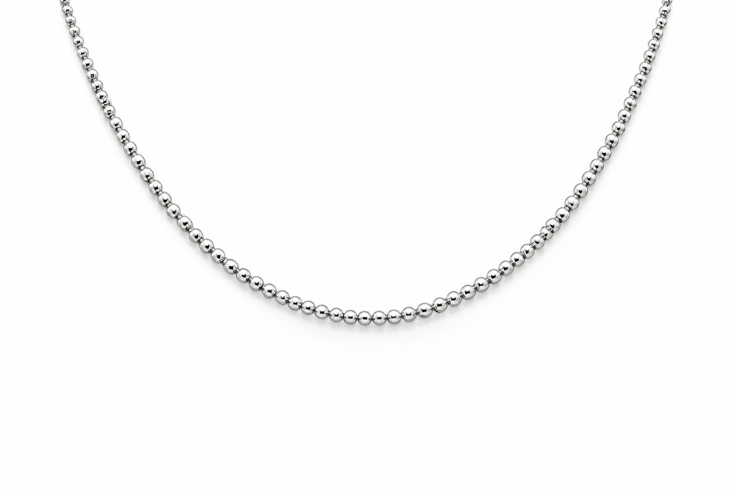 STERLING SILVER 4MM BEADED NECKLACE 18"