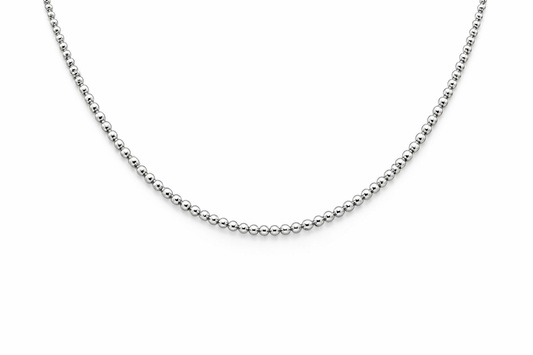 STERLING SILVER 4MM BEADED NECKLACE 18"