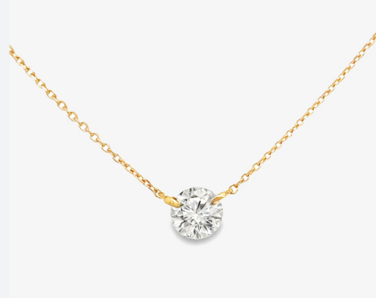 18K YELLOW GOLD SOLITAIRE NECKLACE