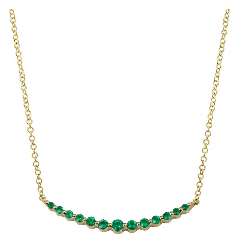 14K YELLOW GOLD EMERALD CURVE NECKLACE