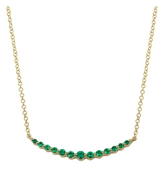 14K YELLOW GOLD EMERALD CURVE NECKLACE