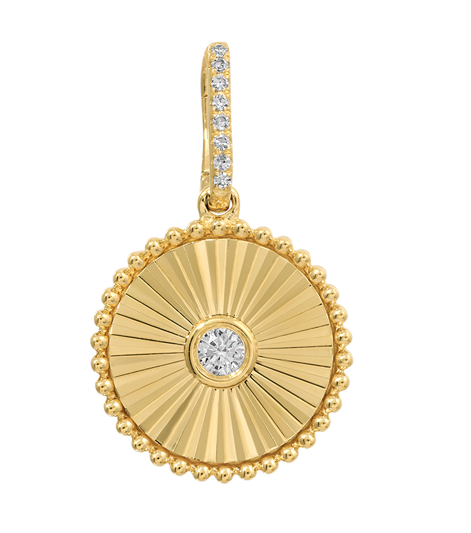 14K YELLOW GOLD FLUTED DIAMOND DISC CHARM