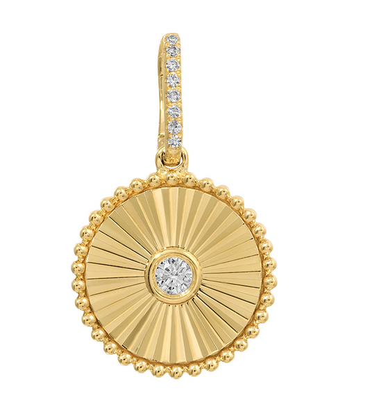 14K YELLOW GOLD FLUTED DIAMOND DISC CHARM