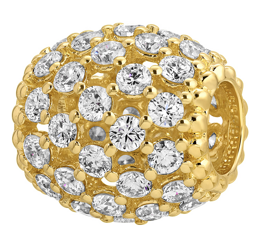 14K YELLOW GOLD DIAMOND BARREL RONDELLE CHARM