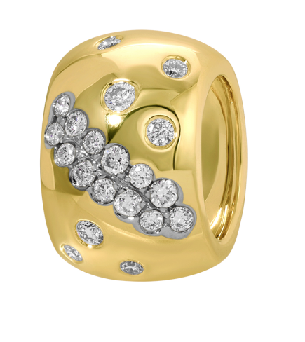 14K YELLOW GOLD SCATTERED DIAMOND RONDELLE CHARM