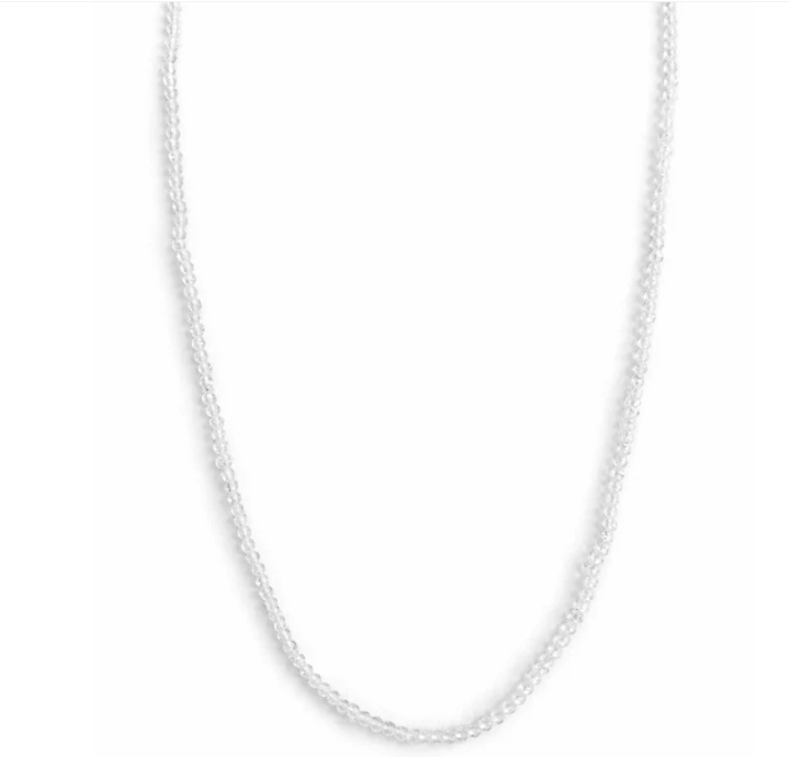 14K YELLOW GOLD WHITE TOPAZ BEADED CHOKER NECKLACE