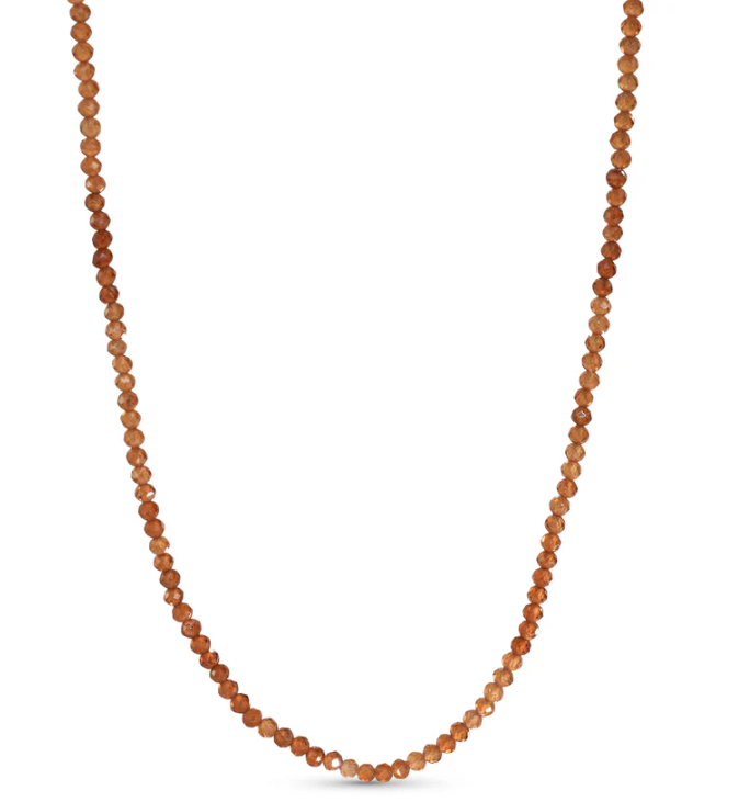 14K YELLOW GOLD YELLOW GARNET BEADED CHOKER NECKLACE