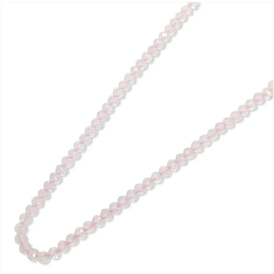 14K YELLOW GOLD ROSE QUARTZ BEADED CHOKER NECKLACE