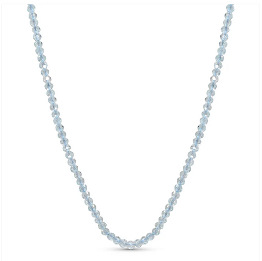 14K YELLOW GOLD BLUE TOPAZ BEADED CHOKER NECKLACE