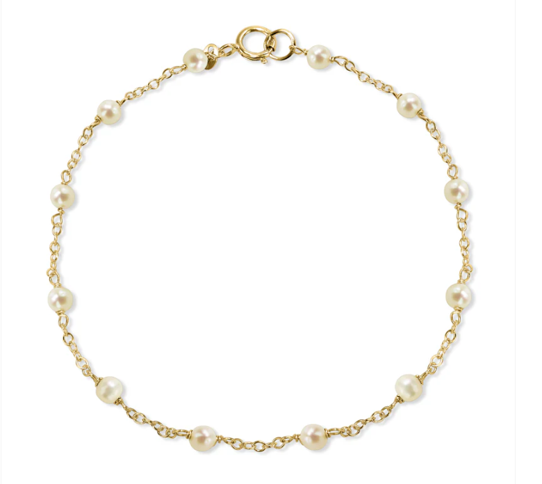 14K YELLOW GOLD PEARL TINCUP BRACELET