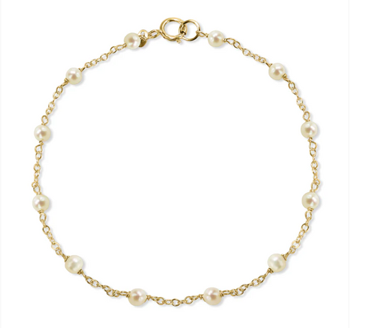 14K YELLOW GOLD PEARL TINCUP BRACELET