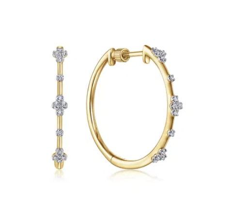 GABRIEL & CO 14K YELLOW GOLD DIAMOND 20MM HOOPS