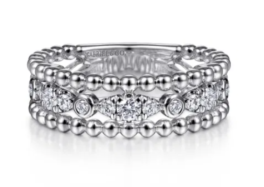 GABRIEL & CO STERLING SILVER AND WHITE SAPPHIRE BUJUKAN BAND