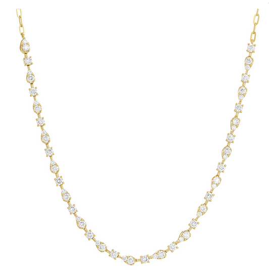 14K YELLOW GOLD & DIAMOND STATION CHOKER NECKLACE