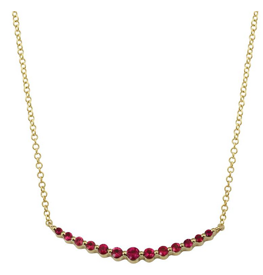 14K YELLOW GOLD RUBY CURVE NECKLACE