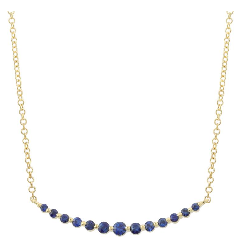 14K YELLOW GOLD SAPPHIRE CURVE NECKLACE