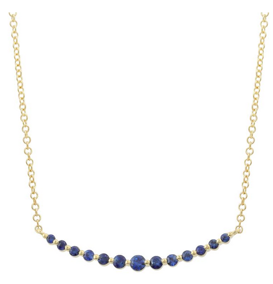 14K YELLOW GOLD SAPPHIRE CURVE NECKLACE