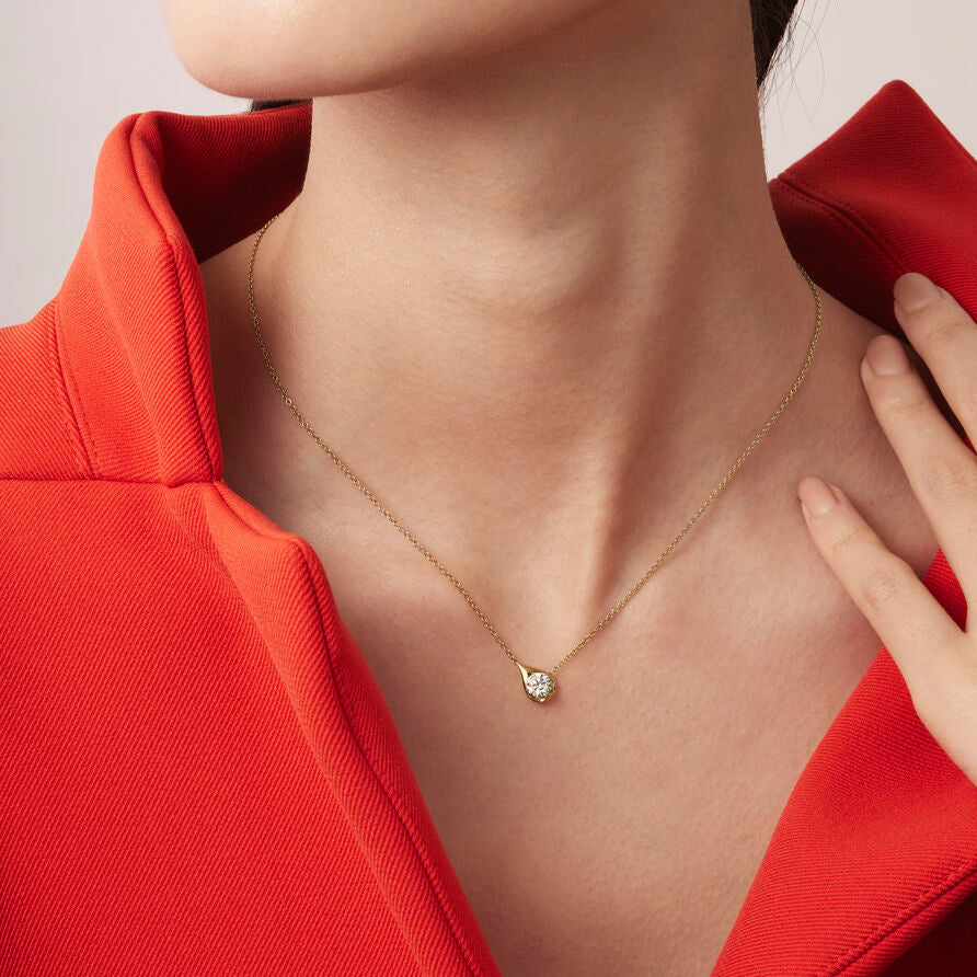 HEARTS ON FIRE 18K WHITE GOLD LU DROPLET PENDANT