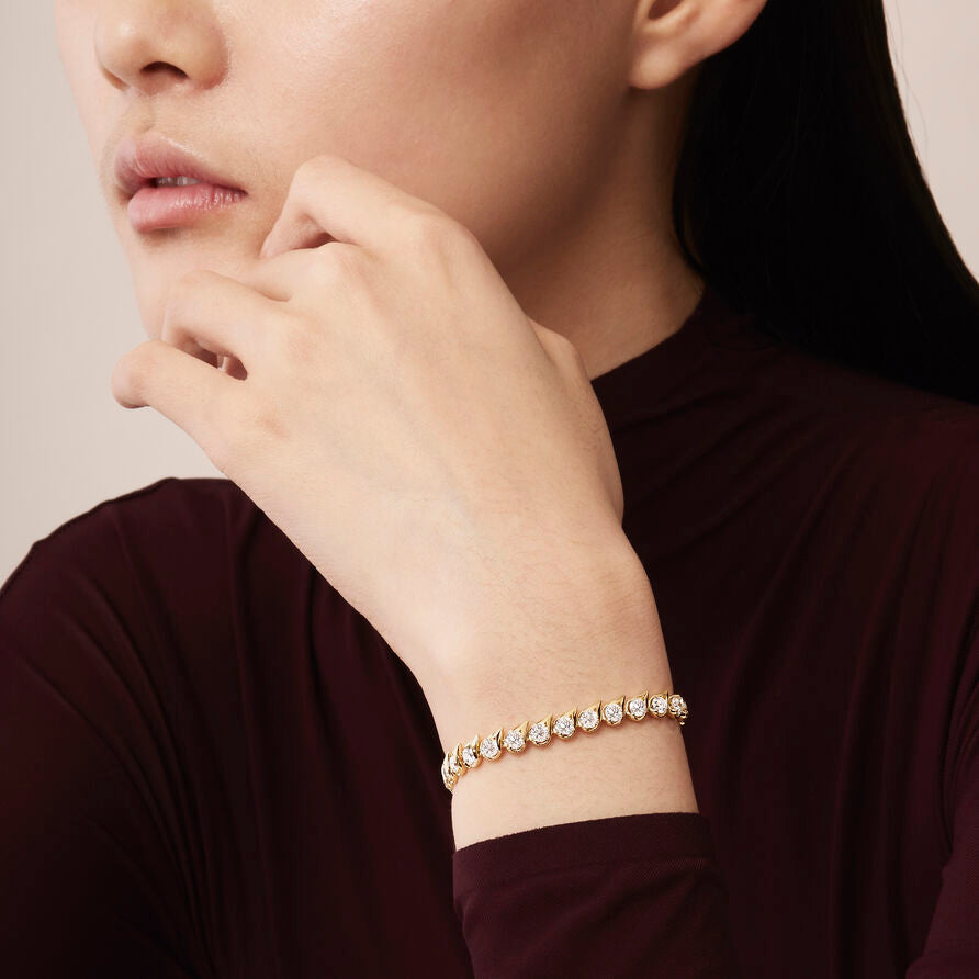HEARTS ON FIRE 18K YELLOW GOLD DIAMOND LU DROPLET BRACELET