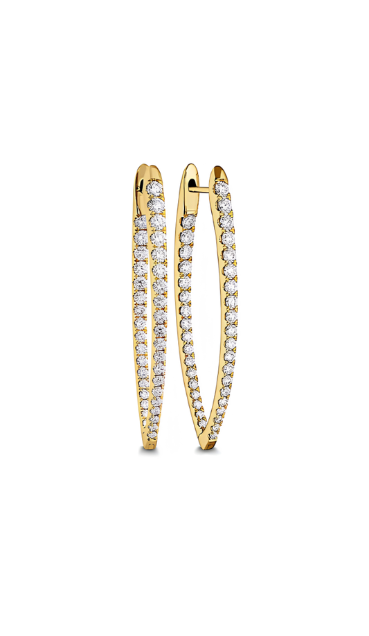 18K YELLOW GOLD TEARDROP DIAMOND HOOPS