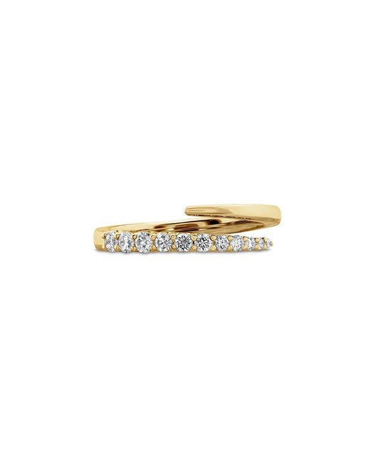 18K YELLOW GOLD SINGLE ROW DIAMOND BYPASS RING