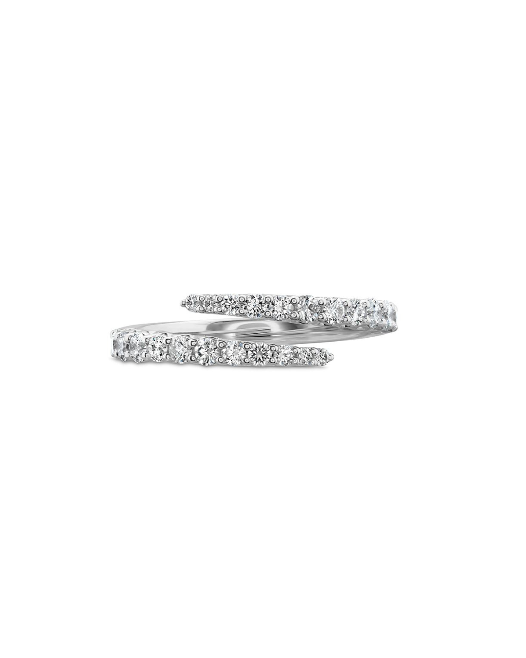 18K WHITE GOLD DOUBLE ROW DIAMOND BYPASS RING