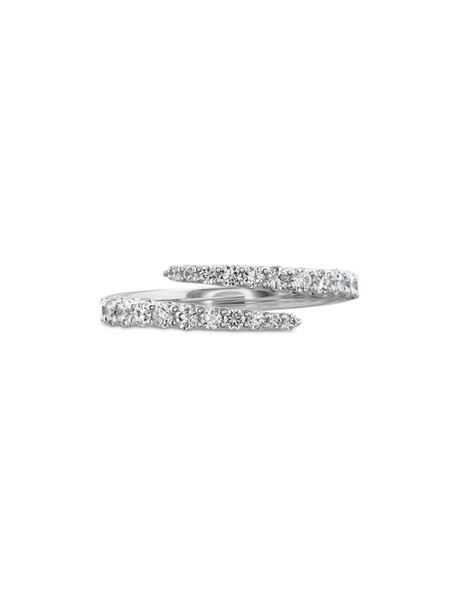 18K WHITE GOLD DOUBLE ROW DIAMOND BYPASS RING