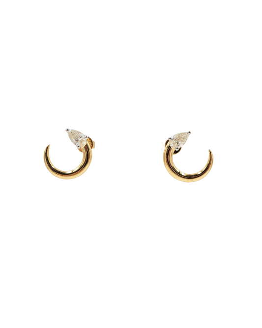 18K YELLOW GOLD DIAMOND MOON EARRINGS