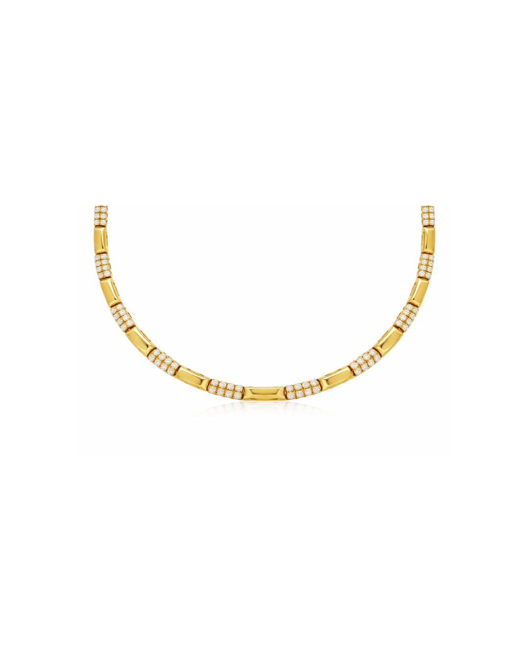 14K YELLOW GOLD DIAMOND CHECKERED PATTERNED NECKLACE