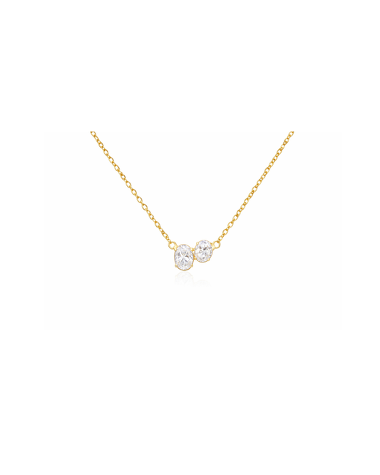 14K YELLOW GOLD DOUBLE OVAL DIAMOND NECKLACE