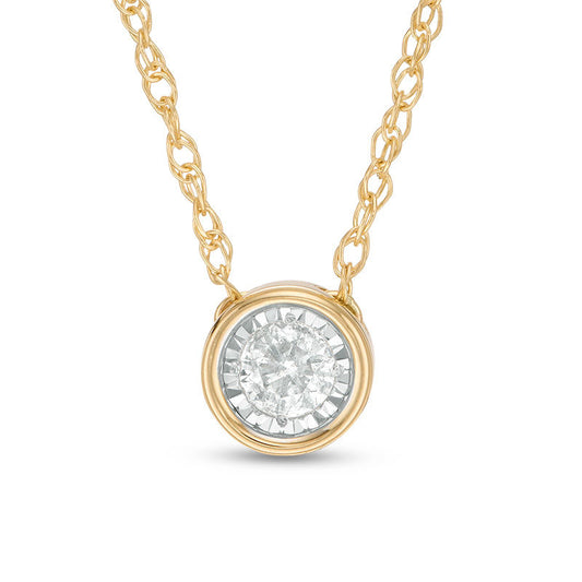 14K YELLOW GOLD MIRACLE TOP SOLITAIRE DIAMOND PENDANT