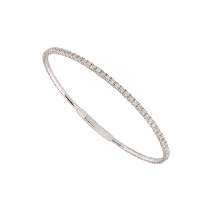 14K WHITE  GOLD DIAMOND BANGLE BRACELET