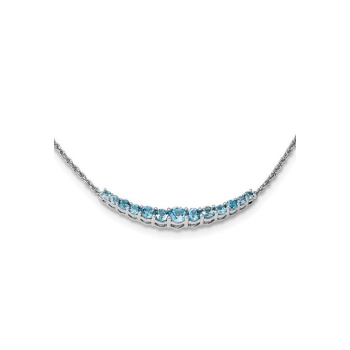 STERLING SILVER BLUE TOPAZ CURVED BAR PENDANT