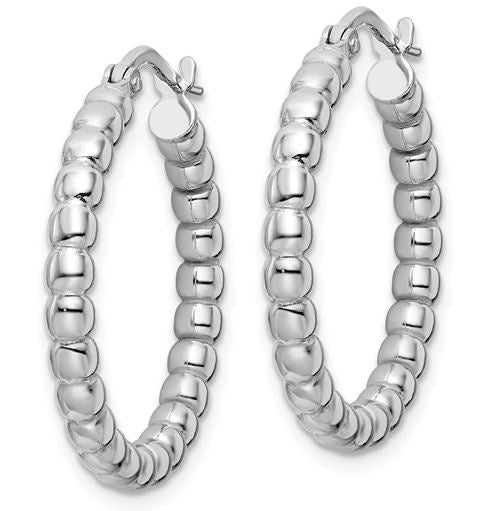 STERLING SILVER 3MM BEADED HOOPS