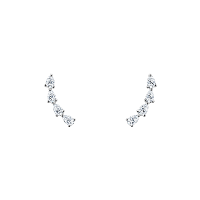 WHITE GOLD PEAR SHAPE DIAMOND EAR CLIMBERS