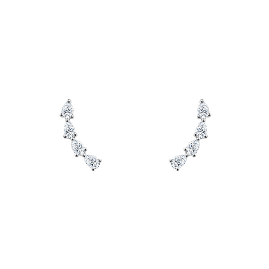 WHITE GOLD PEAR SHAPE DIAMOND EAR CLIMBERS