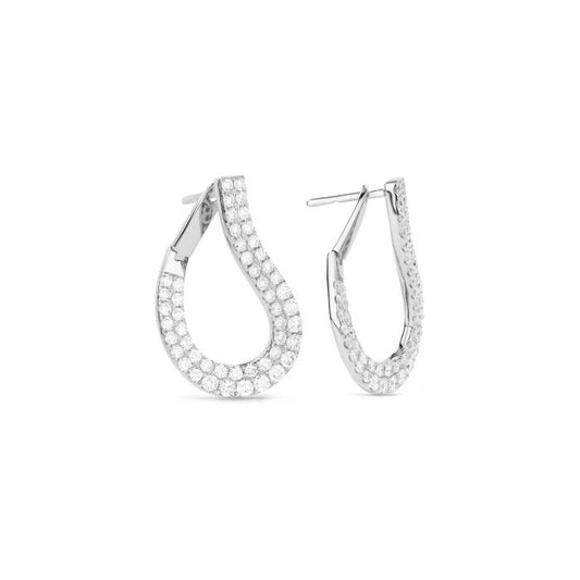 14K WHITE GOLD 1.73CTW DIAMOND TEAR-DROP HOOP EARRINGS