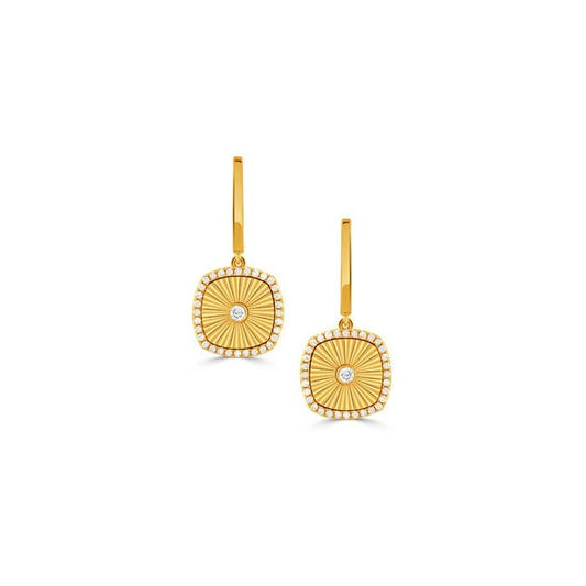 18KY FLUTED SQUARE DROP EARRINGS